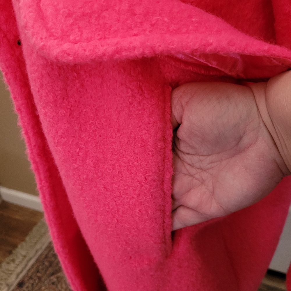 New BCBG hot pink boucle long coat bright sexy modern designer size XXL 2X 2XL - Picture 11 of 14